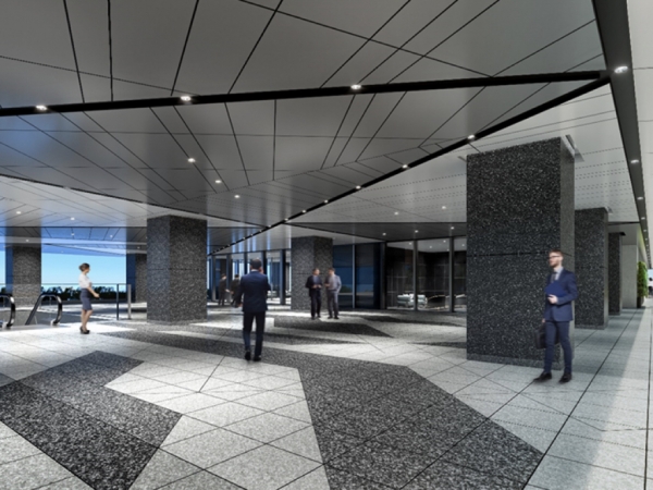 商業機能（地下１階、地下鉄駅前広場）　※出典：東急不動産株式会社・京浜急行電鉄株式会社「『泉岳寺駅地区第二種市街地再開発事業』着工のお知らせ〜国際交流拠点として整備が進むエリアの新たなランドマークを創出〜」2024年11月28日を一部加工