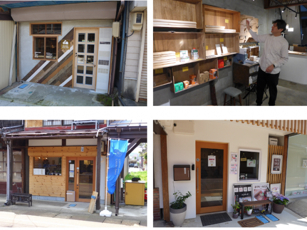 打田さんがつくった地図。赤丸が打田さんのリノベーション事例。真ん中の太い線が本町通り。その右の方が大町通り。左の川を挟んだ通りが仲町通り。上の方の横の道が東本町通り