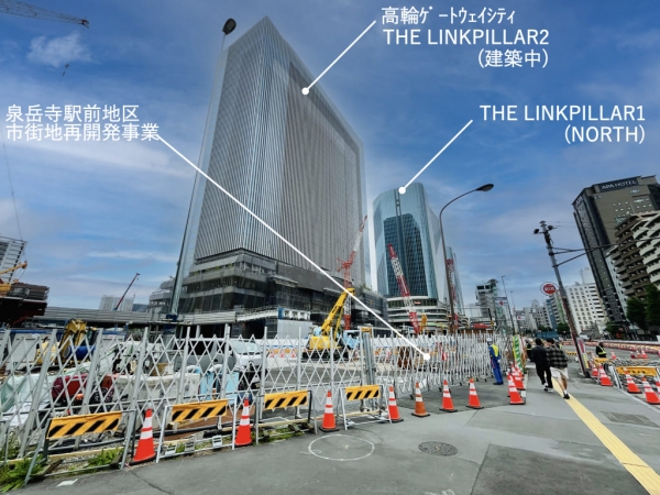 泉岳寺駅拡幅計画のイメージ　※出典　左図：東京都・京浜急行電鉄株式会社「都市高速鉄道第１号戦（都営浅草線・京浜急行本線）」、右図：東京都「事業概要2018パンフレット」p4