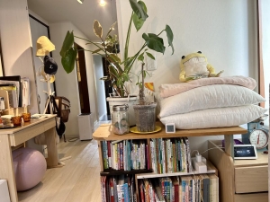 テレビ台の一部が本棚に