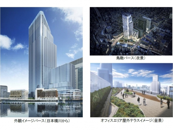 建築工事中の日本橋一丁目中地区市街地再開発事業（日本橋側から撮影）　※2025年6月撮影