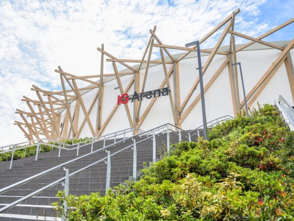 愛知県名古屋市に誕生した「IGアリーナ」。名古屋駅から地下鉄と徒歩で20分ほど。名古屋城を中心とした城址公園である名城公園の一角に位置する（写真提供：IGアリーナ）