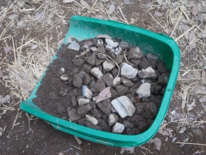 土壌改良のためにガラを取り除くところから始める