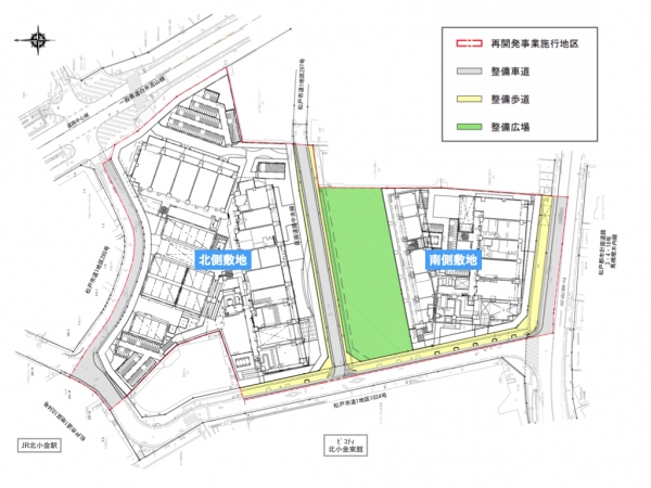 再開発エリアの現状（JR北小金駅南口側より撮影）　※2025年9月撮影