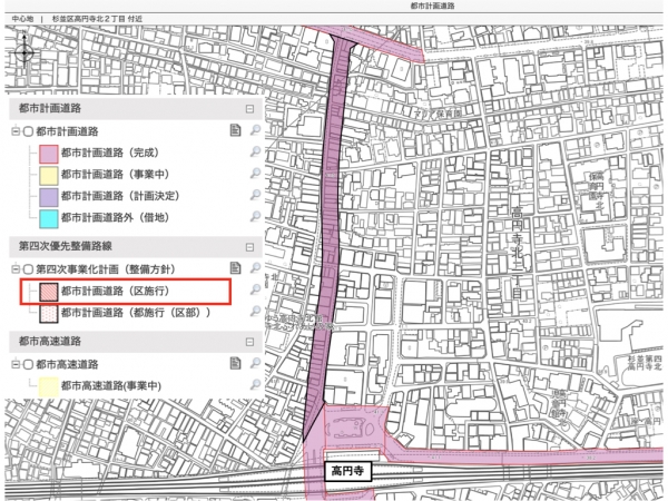 補助第227号線の計画位置　※出典：すぎナビを一部加工