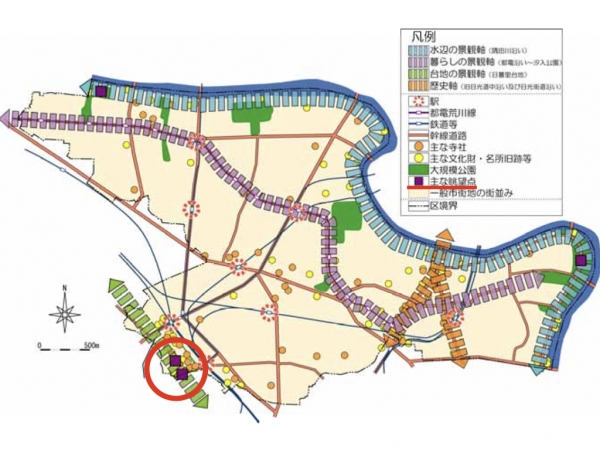 図１　景観形成方針図（抜粋）　※出典：荒川区都市計画マスタープラン（2009年3月）、p56