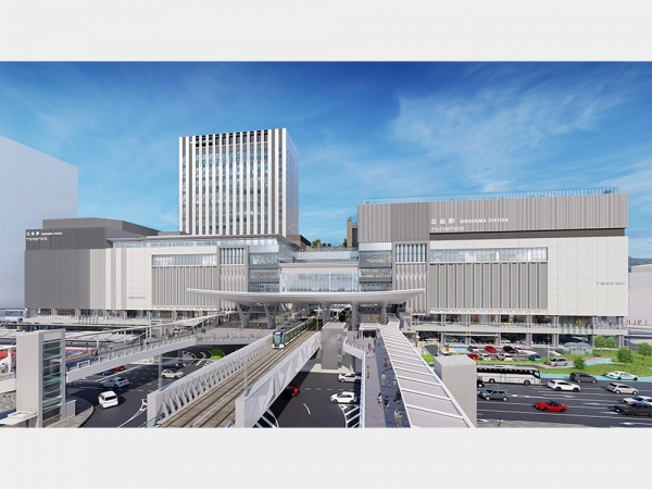 西側から見た広島駅の新駅ビル