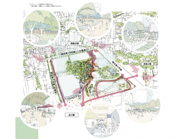 品川駅西口地区のまちづくりコンセプトとイメージ　※出典：品川駅西口地区まちづくり指針（高輪三丁目地区）検討委員会（2022年）「品川駅西口地区まちづくり指針［高輪三丁目地区］」