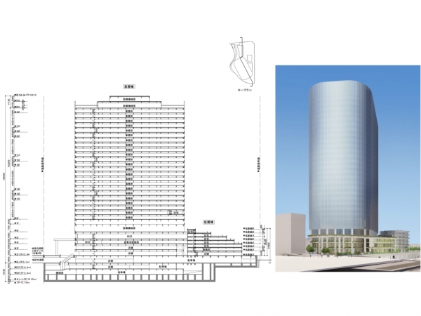 再開発のエリア　※出典：高輪三丁目品川駅前地区市街地再開発組合「高輪三丁目品川駅前地区第一種市街地再開発事業　事業計画書」