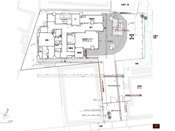 これまで公道から奥まった場所にあって何があるか分からなかった場所を視覚的に開く工夫がなされた（図面提供/中津学園）