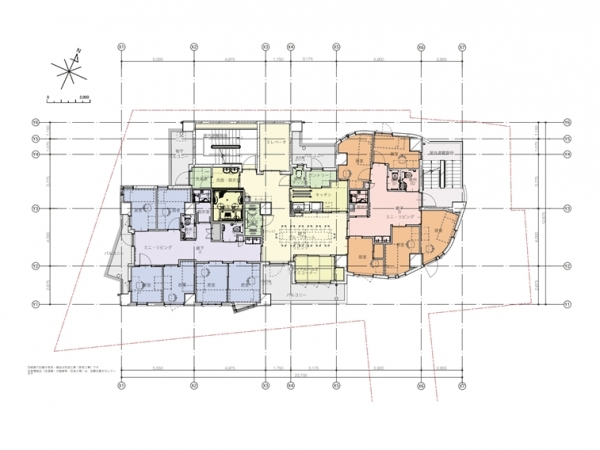 現在の中津学園で子ども達が生活しているフロアの平面図。自室のほか、自分で選べる複数の居場所が用意されている（写真提供/中津学園）