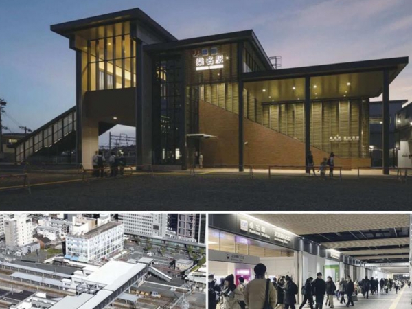 ▲スタイリッシュな駅舎へ生まれ変わった「桑名」駅と、国交省の全国街路事業コンクール特別賞を受賞した「桑名駅自由通路」の様子※桑名市HPより引用