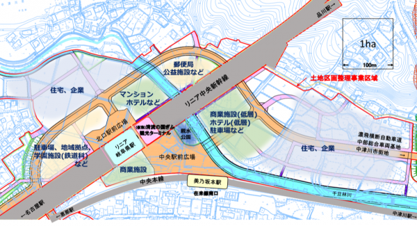 完成イメージ図を掲示する飲食店が市内に多く見られる。1日の利用者が約2300人のJR美乃坂本駅が大変貌を遂げる日はいつか